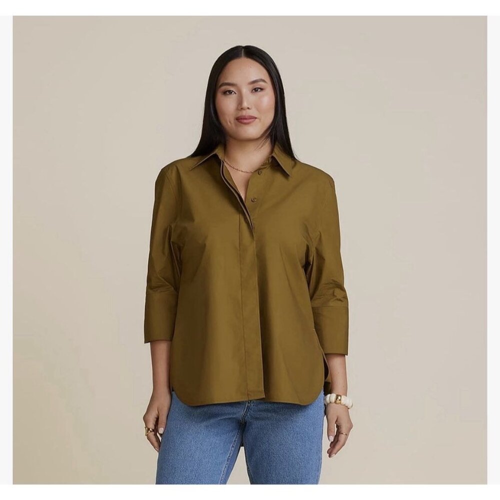 Carla Rockmore Women’s Relaxed Fit Color Moss Shirt Size M